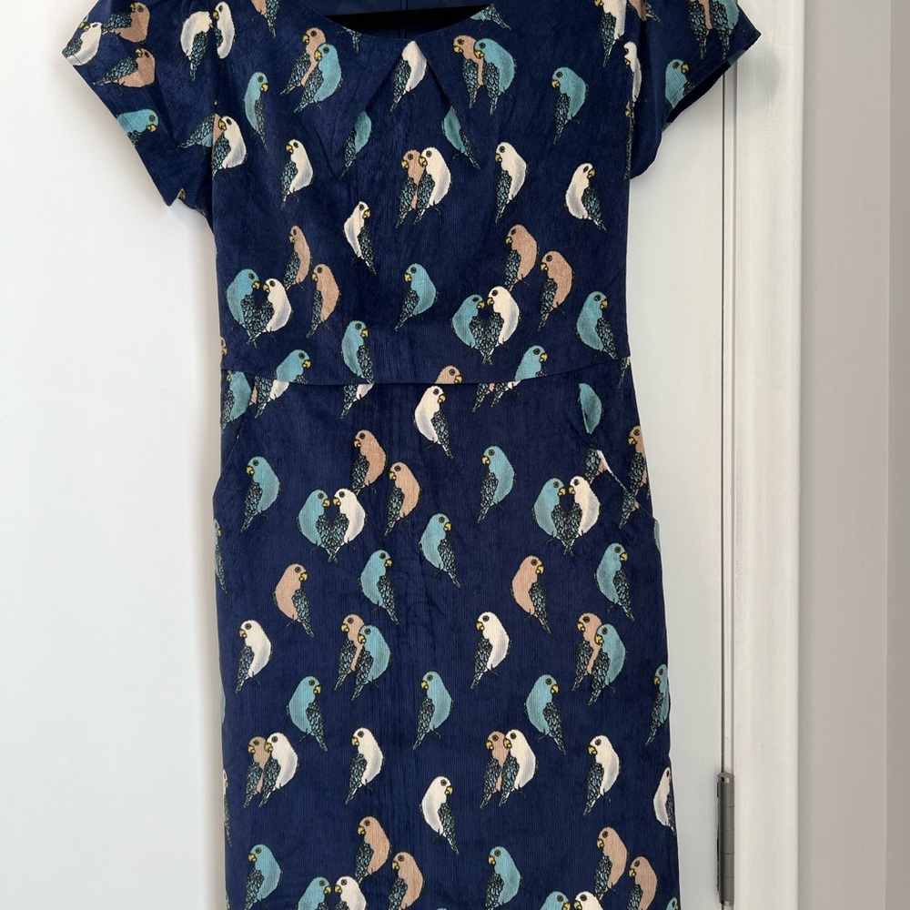 Navy Parrot Print Dress by sm wardrobe